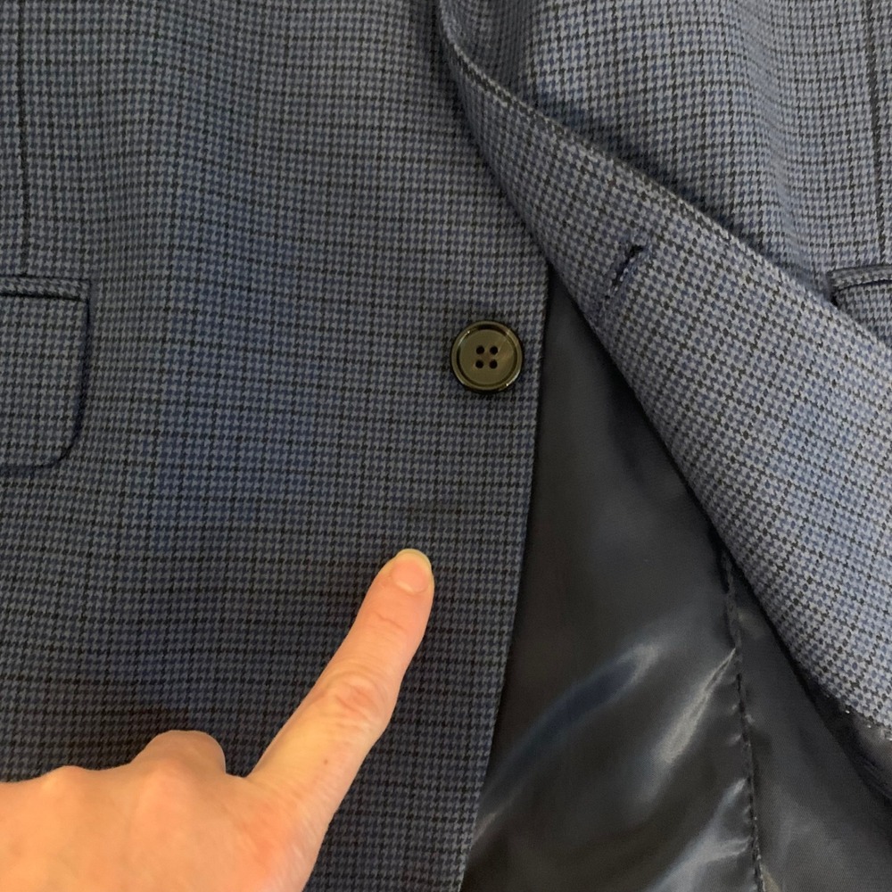 Lauren Ralph Lauren Blue/Black Houndstooth Pattern Polyester Blend Blazer 42R - Picture 11 of 11